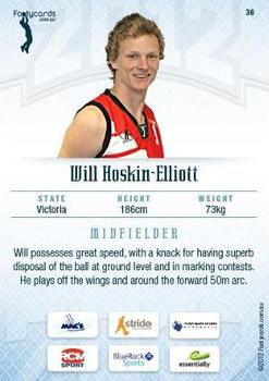 2012 Footy AFL Draft Prospects #36 Will Hoskin-Elliott Back
